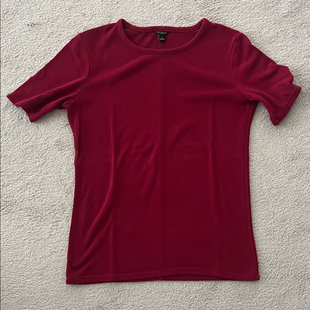 Ann Taylor Deep Red Short Sleeve Top